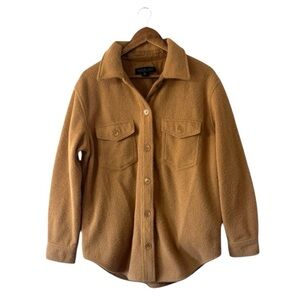 Rachel Zoe Tan Brown Teddy Coat Shacket Button Front Shirt Jacket Size Large